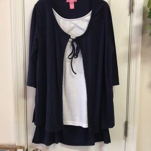 Woman Within 2 PC Navy Skirt Set Medium.
